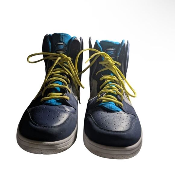 Nike Air Flight High Can’t Jump Blue Sneakers with Yellow Laces Men Size 12 USA - Picture 1 of 15